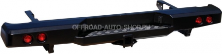 Бампер задний Toyota Hilux 2005-2014 с квадратом под фаркоп и фонарями